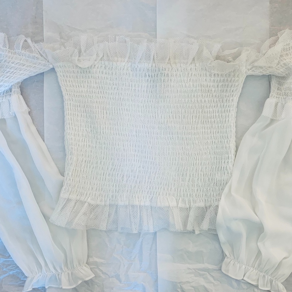 Forever 21 Smocked Ruffled Off-the-Shoulder Top